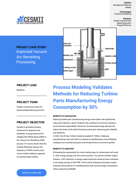 Process Modeling Validates Methods for Reducing Turbine Parts Manufacturing Energy Consumption by 30% case study preview
