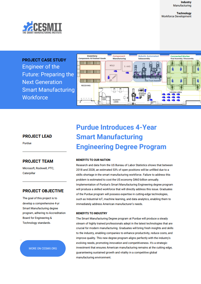 Purdue Introduces 4-Year Smart Manufacturing Engineering Degree Program BENEFITS TO OUR NATION Research and data from the US Bureau of Labor Statistics shows that between case study preview
