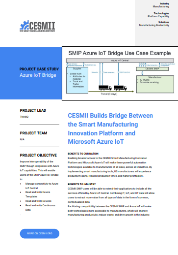 CESMII Builds Bridge Between the Smart Manufacturing Innovation Platform and Microsoft Azure IoT case study preview