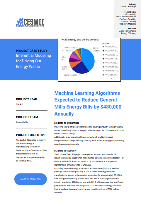 Machine Learning Algorithms Expected to Reduce General Mills Energy Bills by $480,000 Annually case study preview