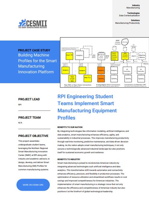 RPI Engineering Student Teams Implement Smart Manufacturing Equipment Profiles case study preview